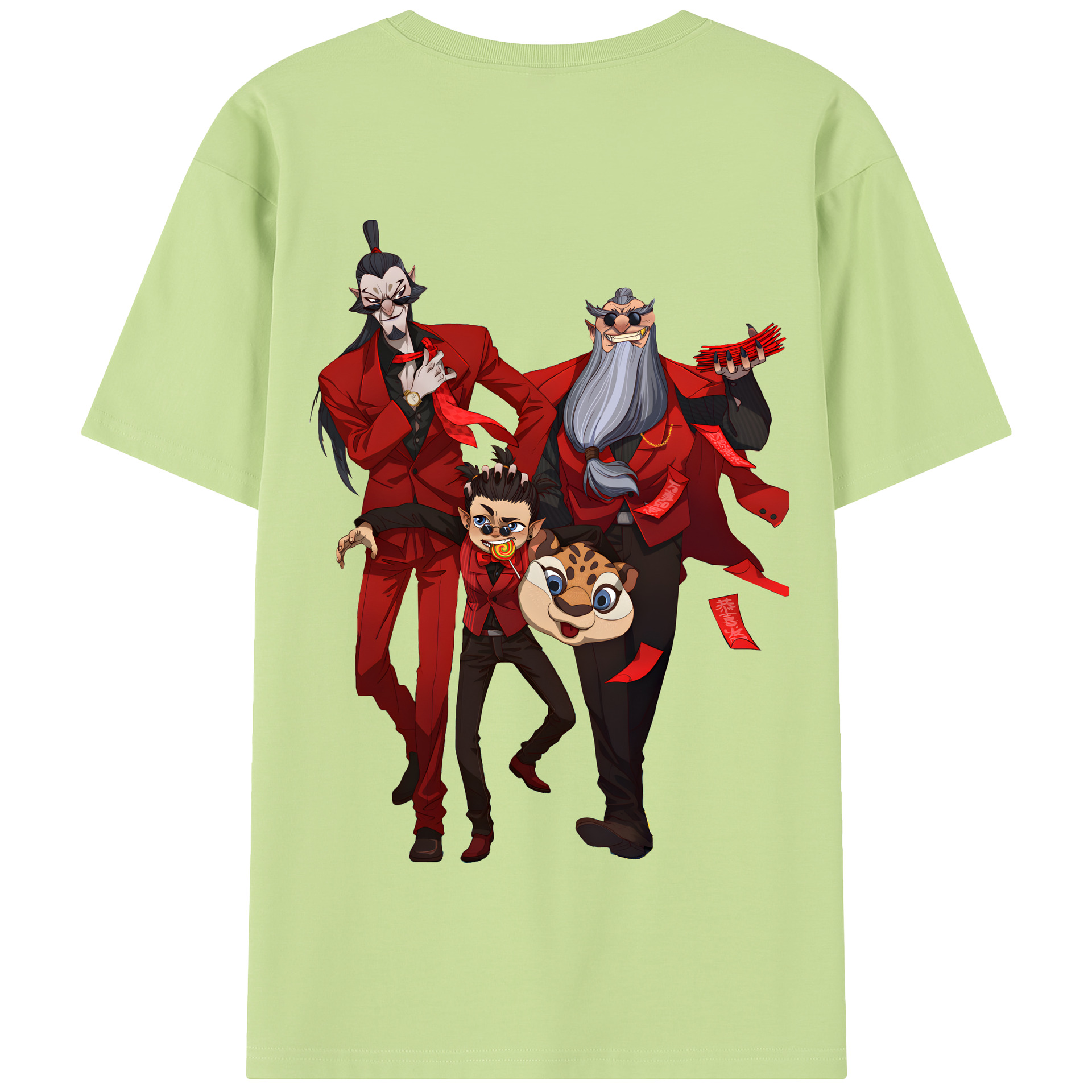（画像用） Ne Zha 2 ナタ 魔童の大暴れ 綿100％半袖Tシャツ（背面プリント）